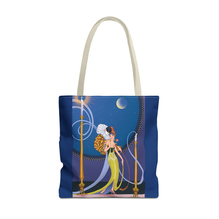 Smoke and Secrets: A Glamorous Encounter in Prohibition Era Tote Bag (AOP)