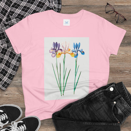 Women's Blue Iris Print Midweight Cotton Tee