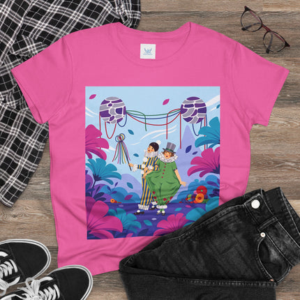 🎭🌸 The Garden Masquerade Cotton Tee – Art Deco Floral Whimsy