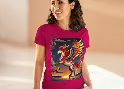 Flame-Winged Horse at Sunset Women's Midweight Cotton Tee