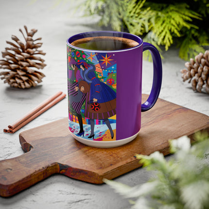 🎄✨ Christmas Among The Twinkling Trees Colorful Mug – Art Deco Holiday Fantasy