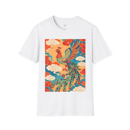 🐦🌞 The Celestial Phoenix Softstyle T-Shirt – Golden Clouds & Mythical Splendor