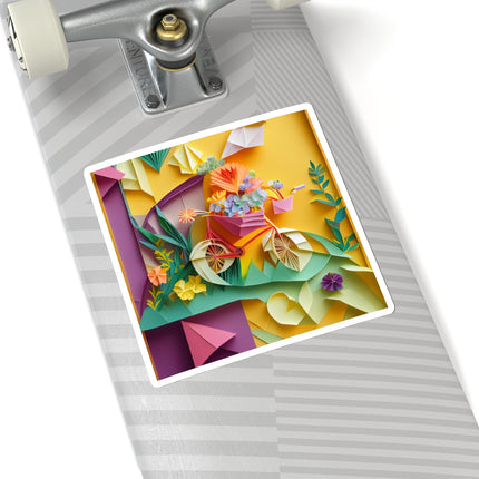 Origami Bicycle Kiss-Cut Stickers (4 Sizes)