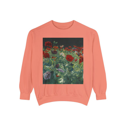 Poppies (A Study of Poppies for Carnation, Lily, Lily, Rose) by John Singer Sargent Unisex Garment-Dyed Sweatshirt
