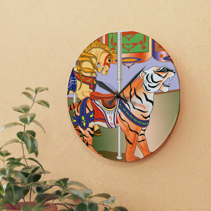 Carousel Splendor Acrylic Wall Clock, Round and Square