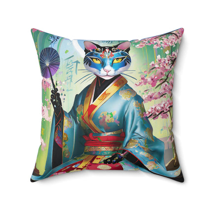 Cyberpunk Geisha Spun Polyester Square Pillow