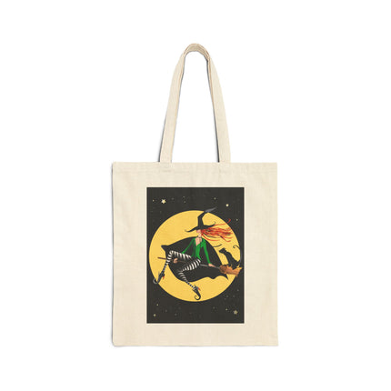 A Witch’s Moonlit Flight Cotton Canvas Tote Bag