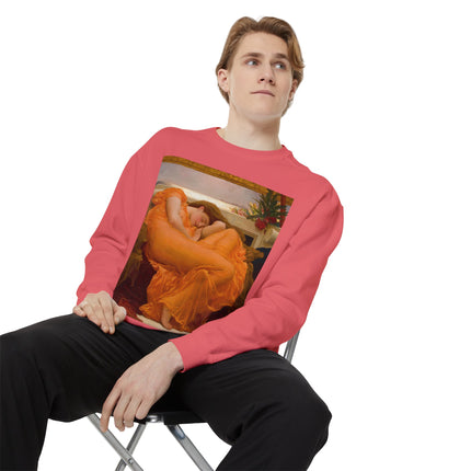 Flaming June by Frederic Leighton Unisex Garment-Dyed Sweatshirt