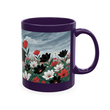 🌺☔ The Lady In The Stormy Flower Garden Ceramic Mug – Art Deco Fashion Elegance