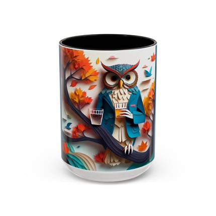 Owl at an Autumn Park Colorful Mugs (11oz, 15oz)