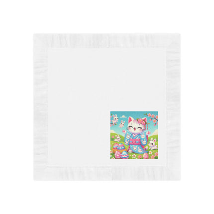 Springtime Kitten’s Easter Joy White Coined Napkins