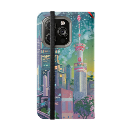 🦜⚡ Tech Plumes Flip Case – Neon Feathers & Futuristic Brilliance