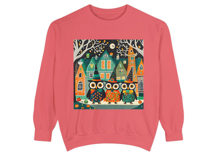 Night of the Trick-or-Treating Owlets Unisex Garment-Dyed Sweatshirt