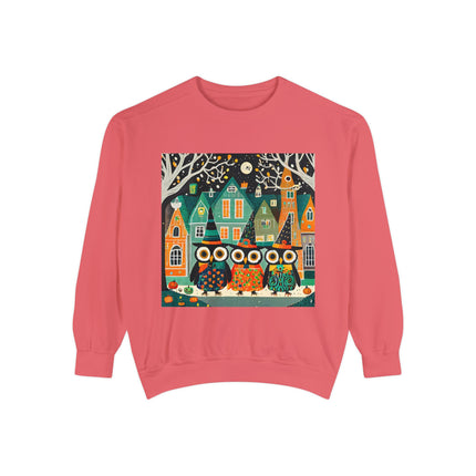 Night of the Trick-or-Treating Owlets Unisex Garment-Dyed Sweatshirt