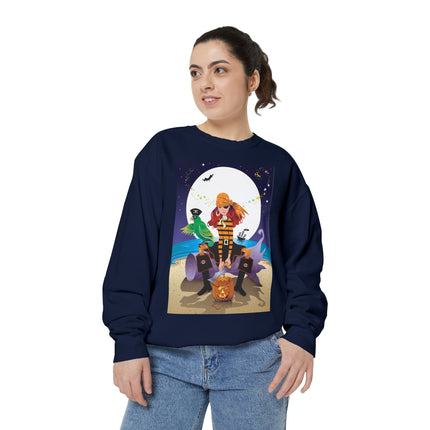 Moonlit Pirate Halloween Unisex Garment-Dyed Sweatshirt
