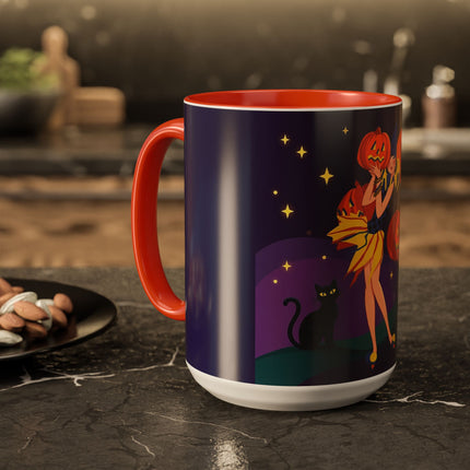 🎃🕯️ Moonlit Pumpkin Masquerade Colorful Mug – Whimsical Halloween Charm