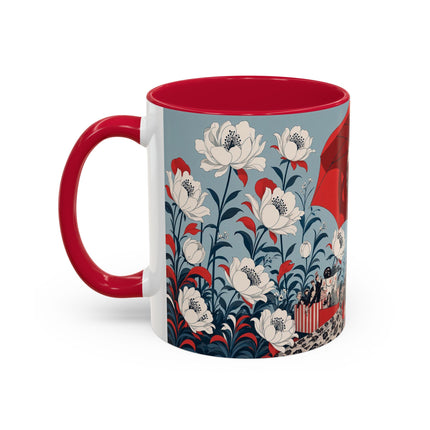 ❤️🌺 The Scarlet Parasol Spectacle Colorful Mug – Art Deco Fashion Elegance