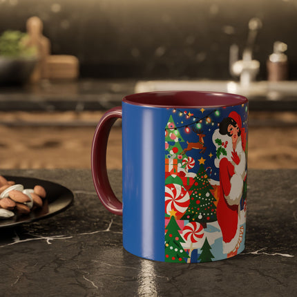 🦌🍬 The Lady Of The Peppermint Christmas Garden Colorful Mug – Colorful Art Deco Holiday Fantasy