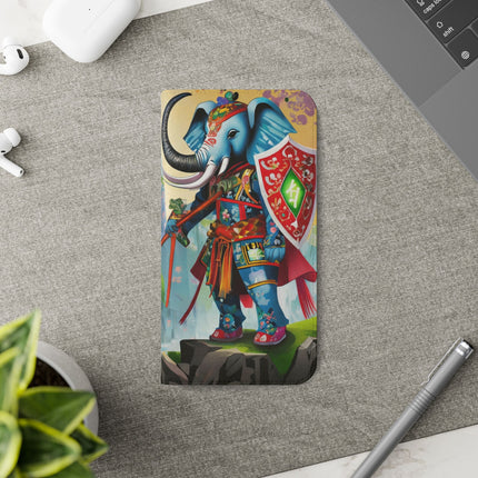 🐘⚔️ Cyberpunk Elephant Samurai Flip Case – Ancient Wisdom & Neon Power