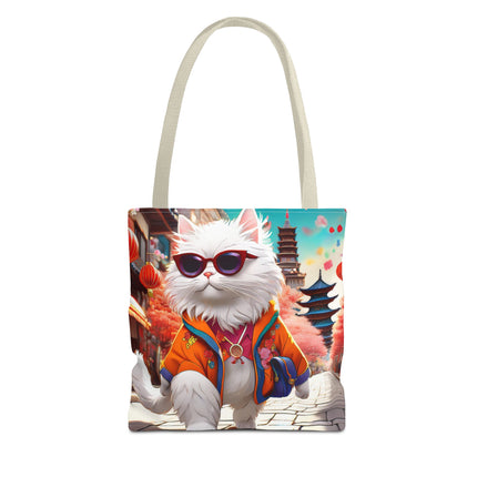 Fashionista Feline Puzzle Tote Bag (AOP)