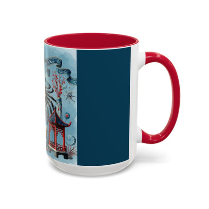 Spotted Crab & Pagoda Colorful Mug – Mystical Ocean & Asian Harmony