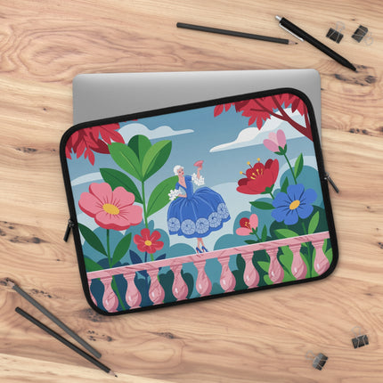 🌺🪭 The Lady Of The Grand Garden Terrace Laptop Sleeve – Art Deco Floral Elegance