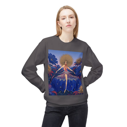 🌞🌸 The Celestial Blossom Garden Dancer Midweight Crewneck Sweatshirt – Art Deco Floral Fantasy
