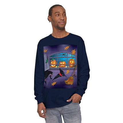 Whimsical Halloween Mischief Unisex Garment-dyed Long Sleeve T-Shirt