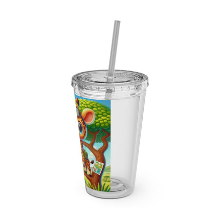 Giraffe Lookout Sunsplash Tumbler with Straw, 16oz
