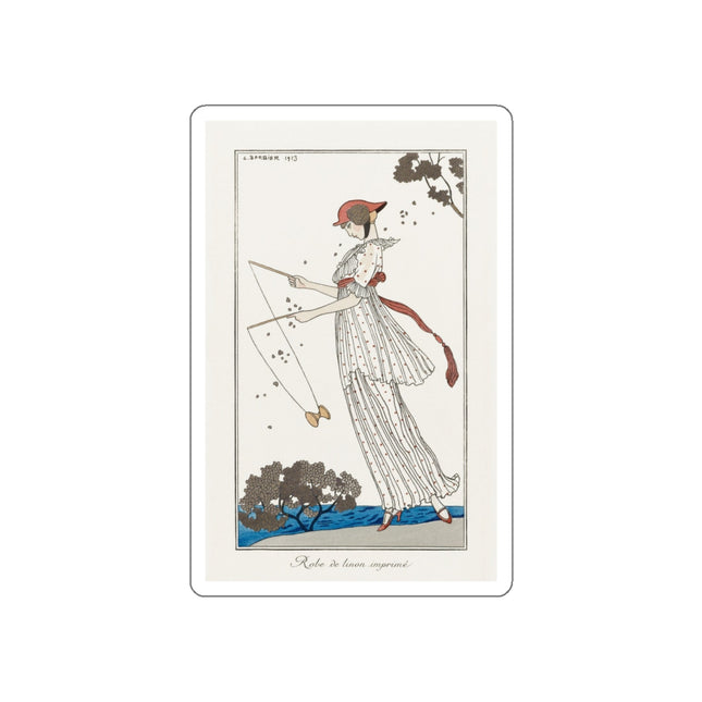 Robe de linon imprimé (Printed linen dress) by George Barbier Die-Cut Stickers (5 Sizes)