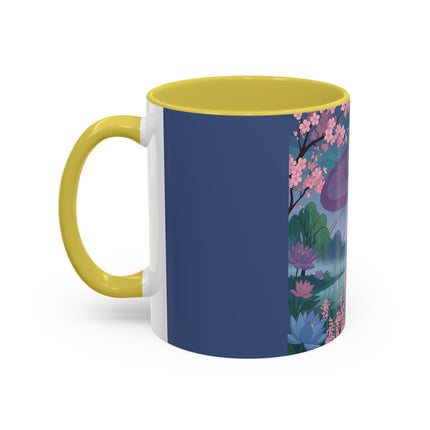 The Lady Of The Cherry Blossoms Colorful Mugs – Art Deco Spring Elegance