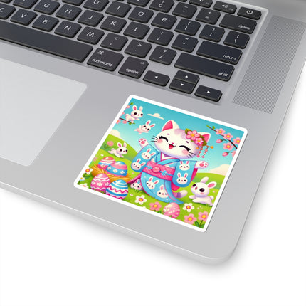 Springtime Kitten’s Easter Joy Kiss-Cut Stickers (4 Sizes)