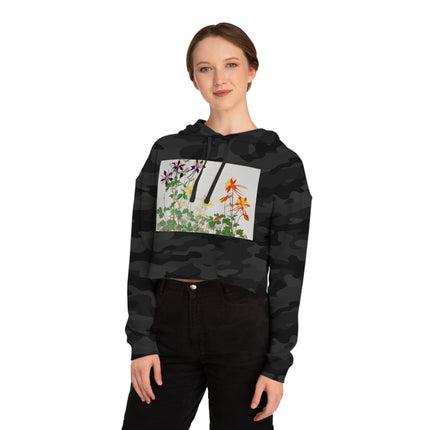 Aquilegia Flowers by Tanigami Kônan Women’s Cropped Hooded Sweatshirt