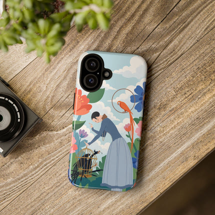 🦜🌺 The Lady Of The Garden Aviary Phone Case – Art Deco Floral Whimsy