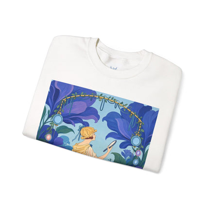 🪞🌺 The Enchanted Garden Mirror Crewneck Sweatshirt – Art Deco Fashion Whimsy