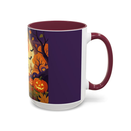 🌕🍂 Autumn Song Beneath The Harvest Moon Colorful Mug – Whimsical Halloween Charm