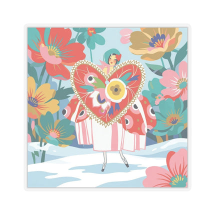 ❤️🌸 The Winter Heart Garden Kiss-Cut Sticker – Colorful Art Deco Floral Fantasy