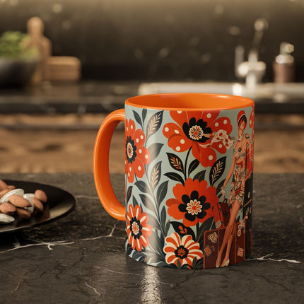 🧳🌼 The Grand Floral Voyage Colorful Mug – Art Deco Travel Elegance