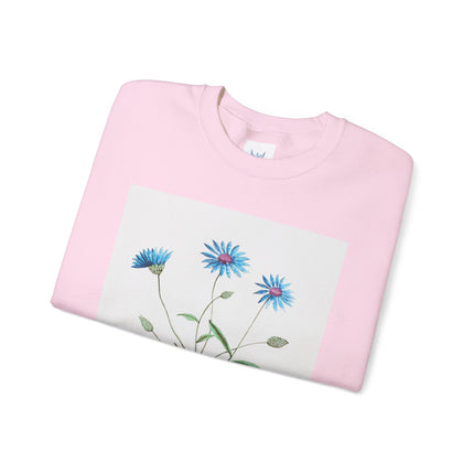 Blue Strawflower by Anselmus Boëtius de Boodt Heavy Blend™ Crewneck Sweatshirt