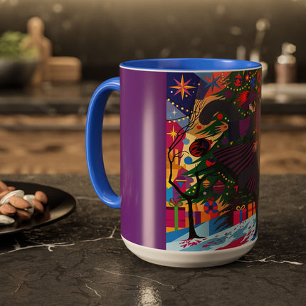 🎄✨ Christmas Among The Twinkling Trees Colorful Mug – Art Deco Holiday Fantasy