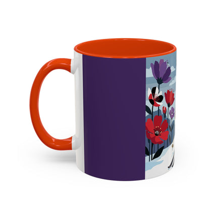🎿❄️ The Winter Flower Skier Colorful Mug – Art Deco Alpine Fantasy