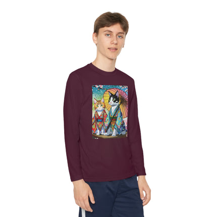 Kimono Kitties Youth Long Sleeve Competitor Tee – Anime Charm & Whimsical Elegance