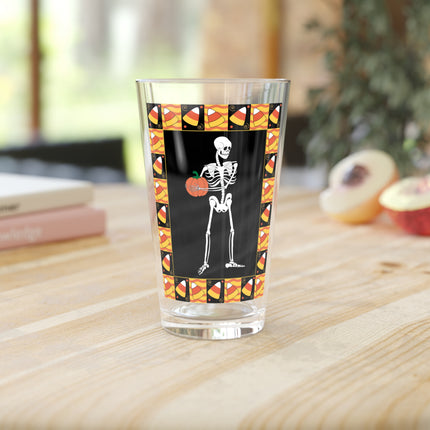 Candy Corn Skeleton Glass, 16oz