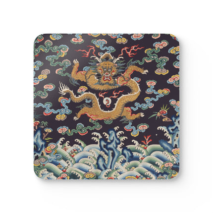Rank Badge with Dragon with Deer Hooves Corkwood Coaster Set