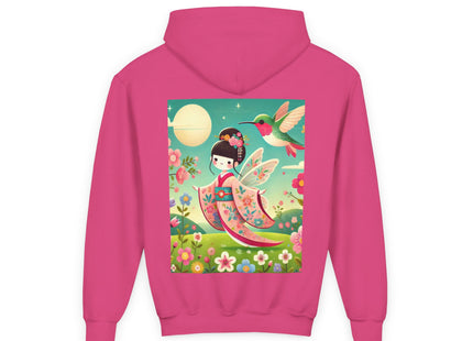 Geisha Fairy and the Hummingbird Blossom Youth Heavy Blend Hooded Sweatshirt