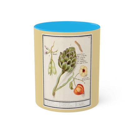 Artichoke, Broad Beans, and Lantern Plant by Anselmus Boëtius de Boodt Colorful Mugs, 11oz
