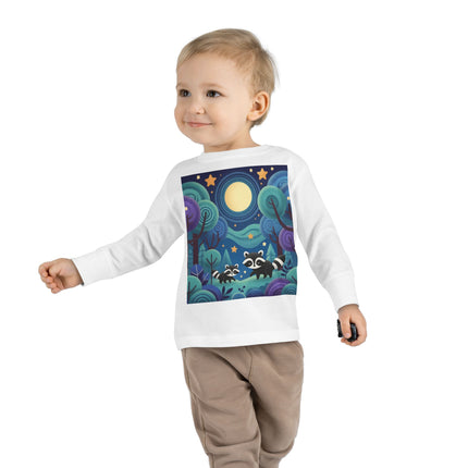 Enchanted Nighttime Raccoons Toddler Long Sleeve Tee
