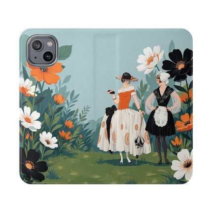 🌼🖤 The Ladies Of The Garden Promenade Flip Case – Art Deco Floral Fashion