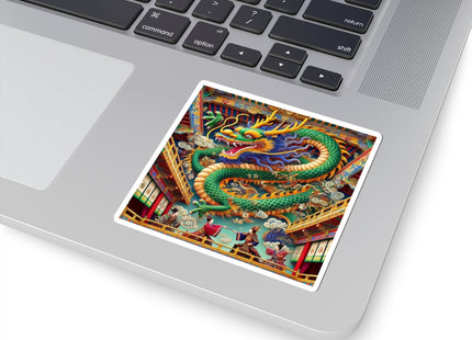 Tibetan Dragon Over Kabuki Duel Kiss-Cut Stickers (4 Sizes)