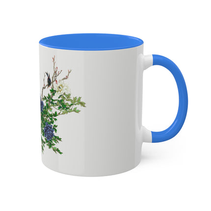 Peonies and Birds by Okamoto Shuki Colorful Mugs, 11oz